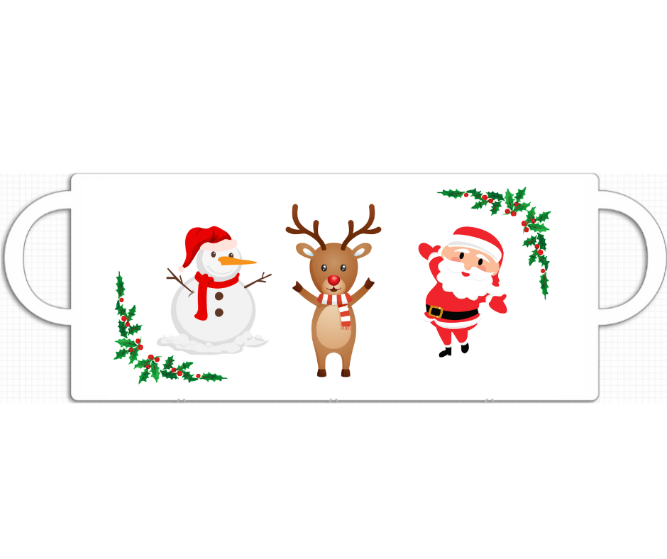 Mikołaj, bałwan i renifer